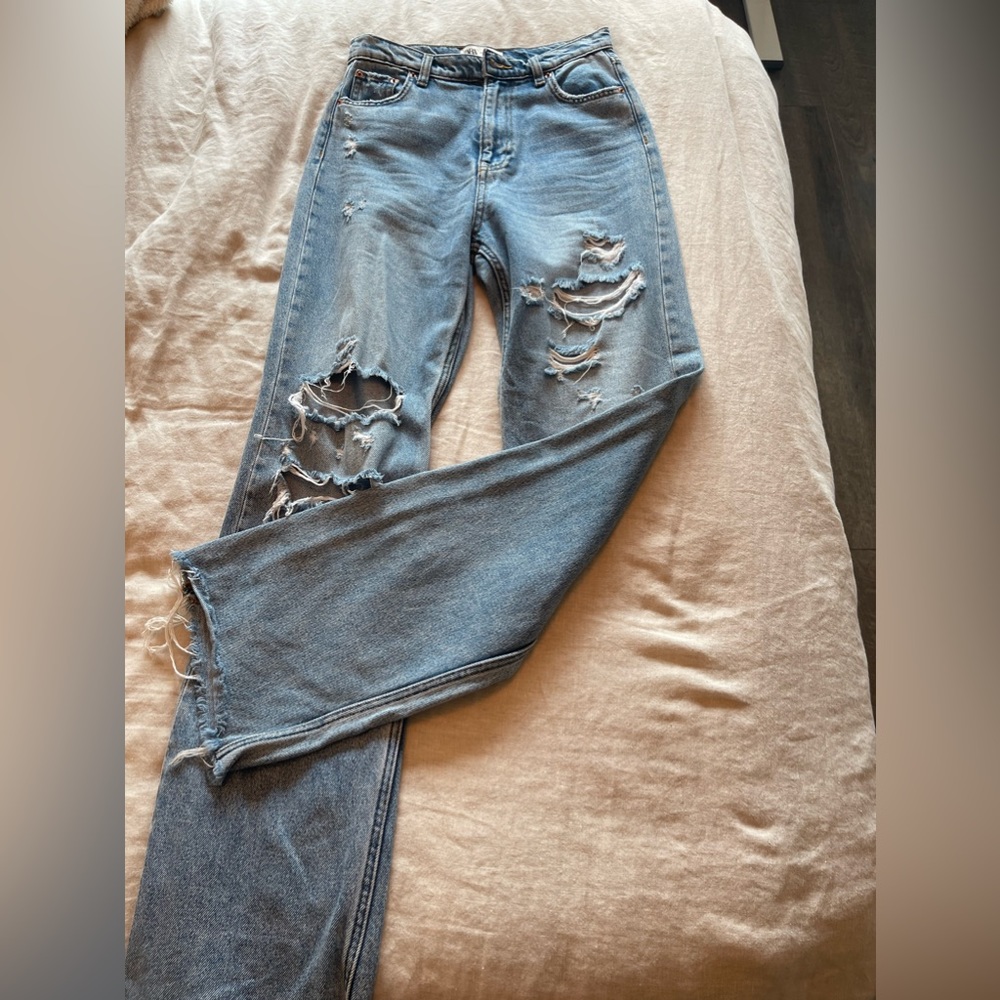 Zara high waisted jeans with rips